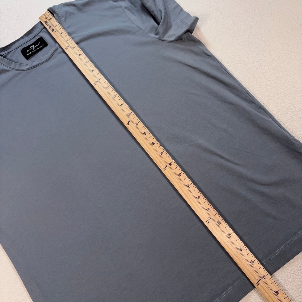 7 For All Mankind Luxe Performance T-Shirt Men's M Dusty Blue Stretch *Mark* - Picture 9 of 16
